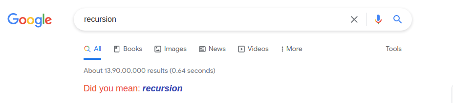 Screenshot of google's search suggestion