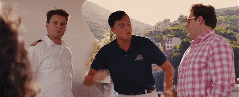 Gif from movie Wolf of Wall Street showing the protagonist's enthusiasm
