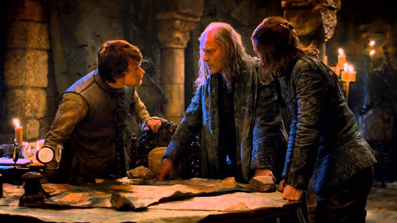 Screenshot from TV show Game of Thrones depicting a heated discussion